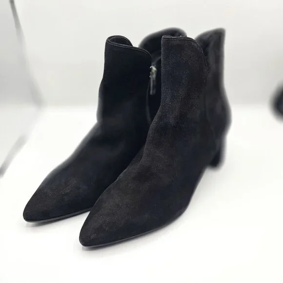 NWOB - Aquatalia Kaylani Black Suede Pointed Toe Ankle Booties – Size 11 - Picture 1 of 9